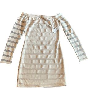 NWT MOD Striped Burnout Dress Taupe Size S